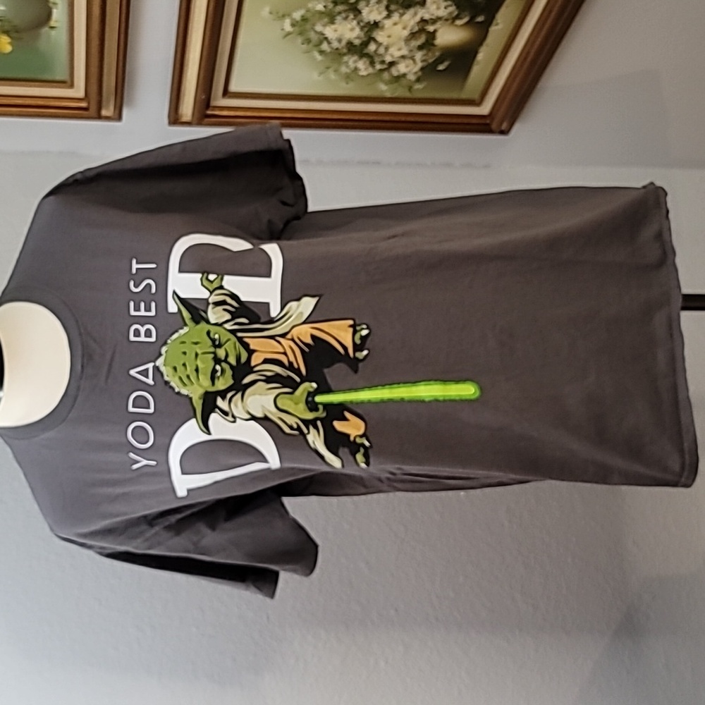 Star Wars Yoda Best Dad grey tee shirt size large - Picture 2 of 8